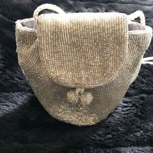 Jessica McClintock Beaded Bag Silver